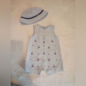 Striped Sailboat Baby Boy Set